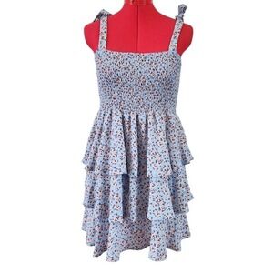 Pie In The Sky Blue floral tiered sundress beachy faorycore whimsy NWOT Sz L